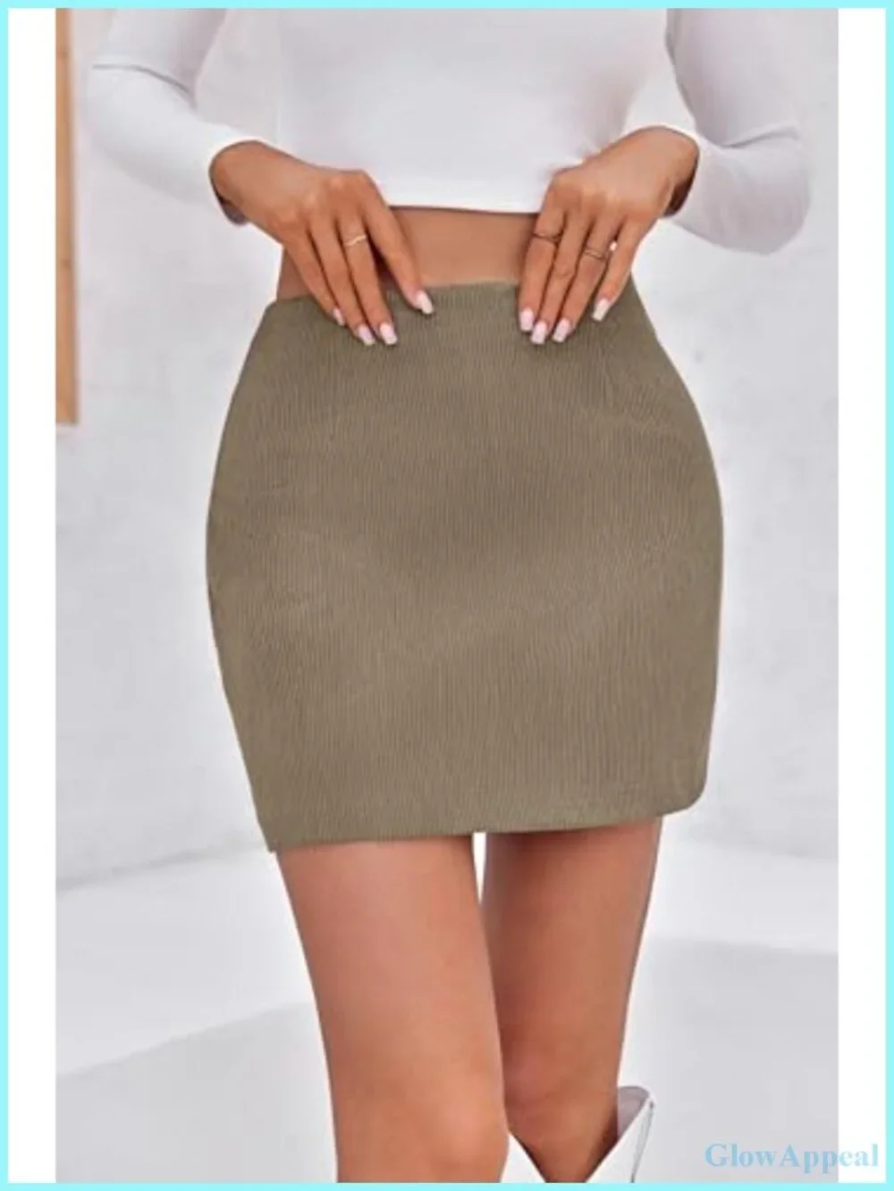 Corduroy High Waisted A-Line Mini Skirt Business Casual Vintage